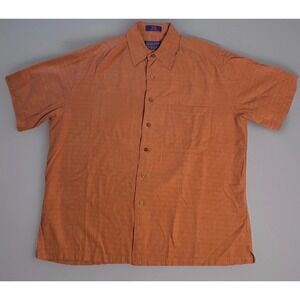 Pendleton Silk Camp Shirt Men's M Orange Vintage Resort Short Sleeve
